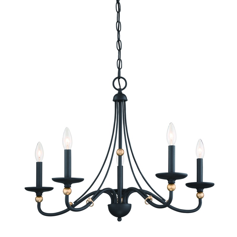 Minka-Lavery 1045-677 Westchester County Five Light Chandelier, Sand Coal With Skyline Gold Leaf