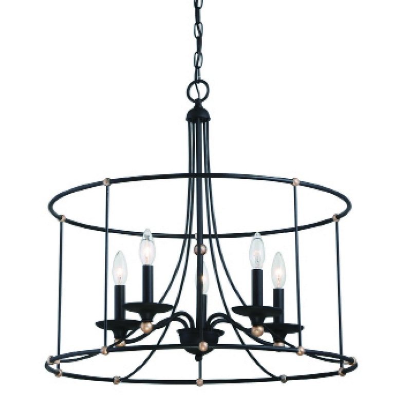 Minka-Lavery 1047-677 Westchester County Five Light Chandelier, Sand Coal With Skyline Gold Leaf