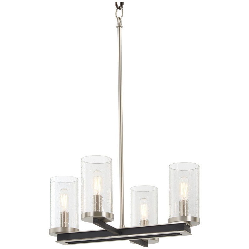 Minka-Lavery 1054-691 Cole'S Crossing Four Light Pendant / Semi Flush, Coal With Brushed Nickel