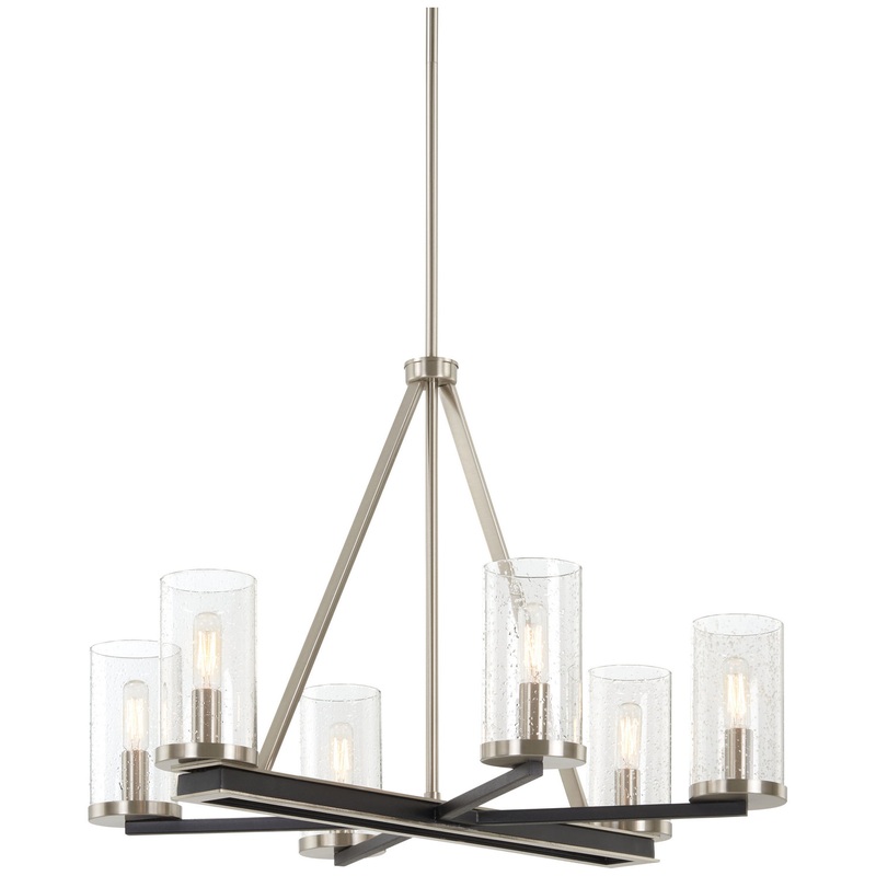 Minka-Lavery 1056-691 Cole'S Crossing Six Light Chandelier, Coal With Brushed Nickel