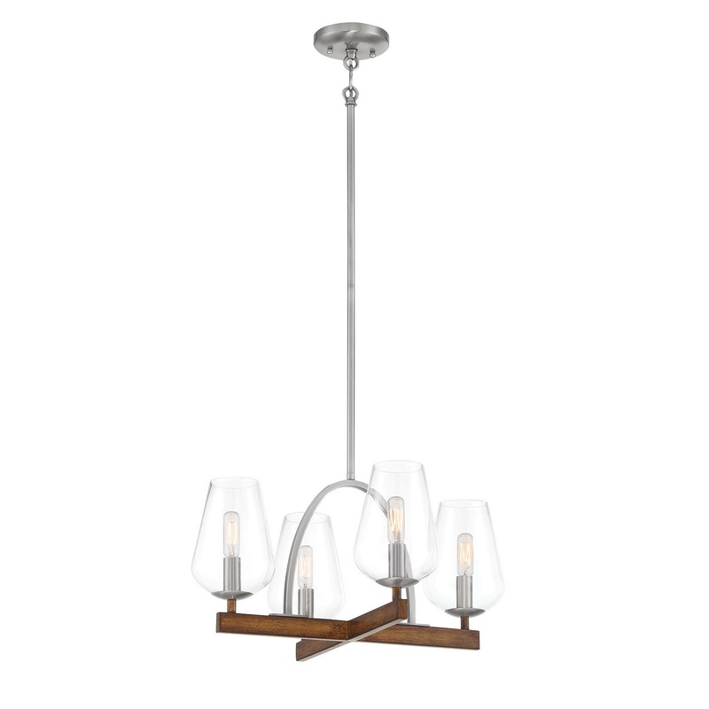 Minka-Lavery 1064-699 Birnamwood Four Light Convetible Chandelier / Semi Flush, Koa Wood W/ Pewter