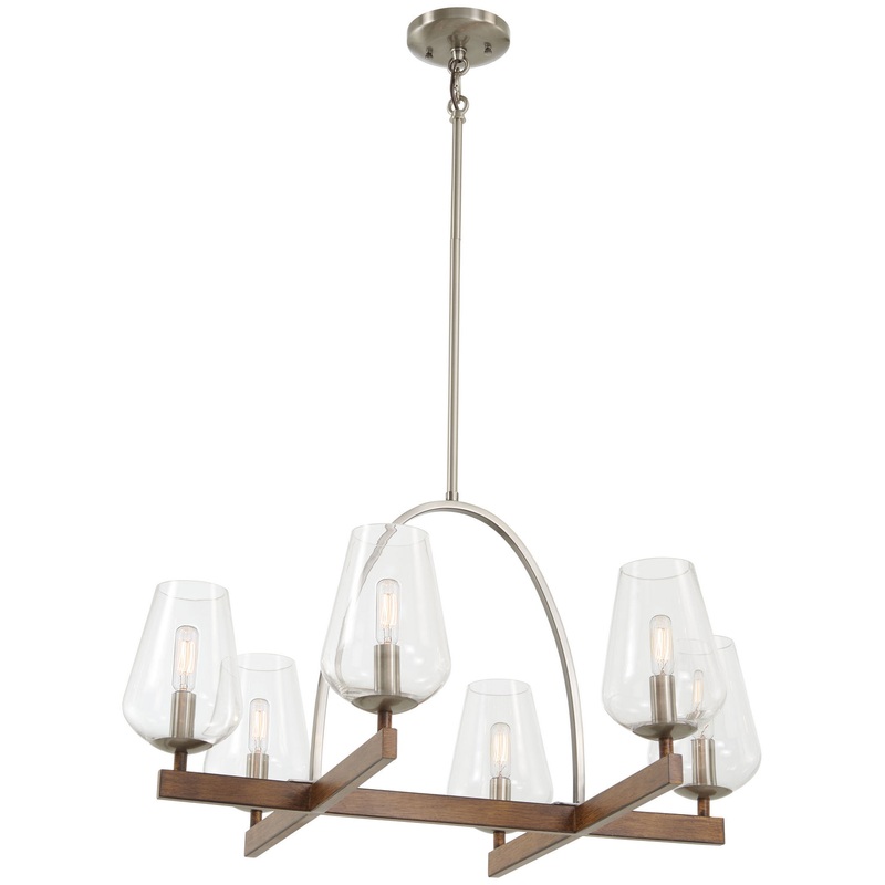 Minka-Lavery 1066-699 Birnamwood Six Light Chandelier, Koa Wood W/ Pewter