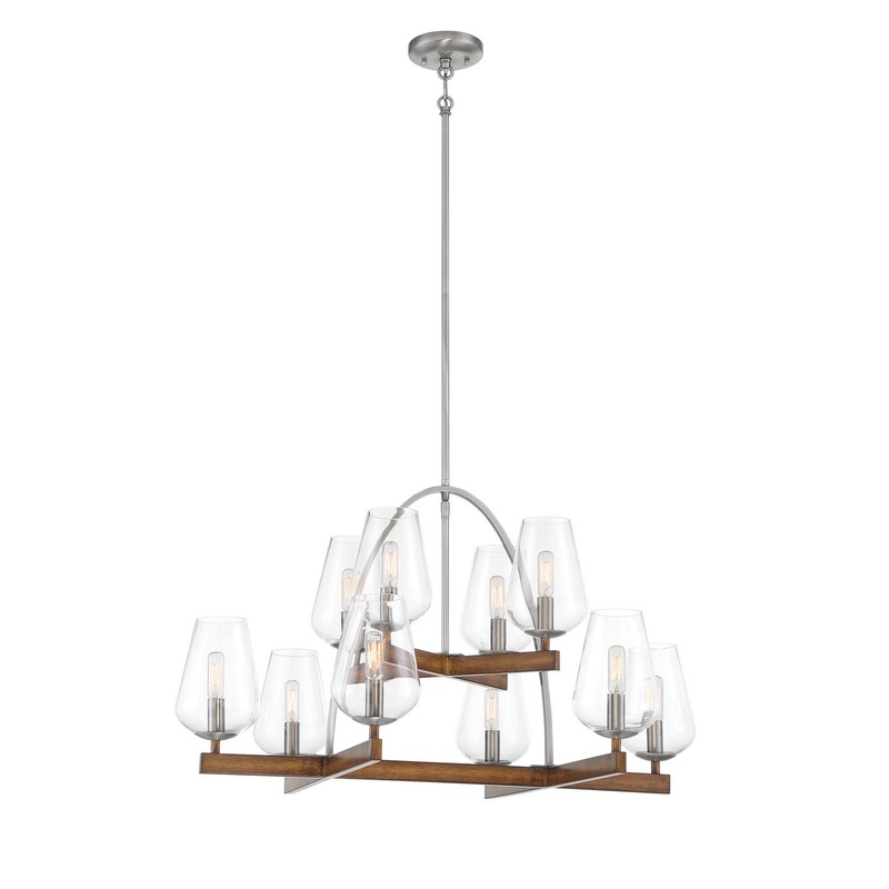 Minka-Lavery 1069-699 Birnamwood Ten Light Chandelier, Koa Wood W/ Pewter