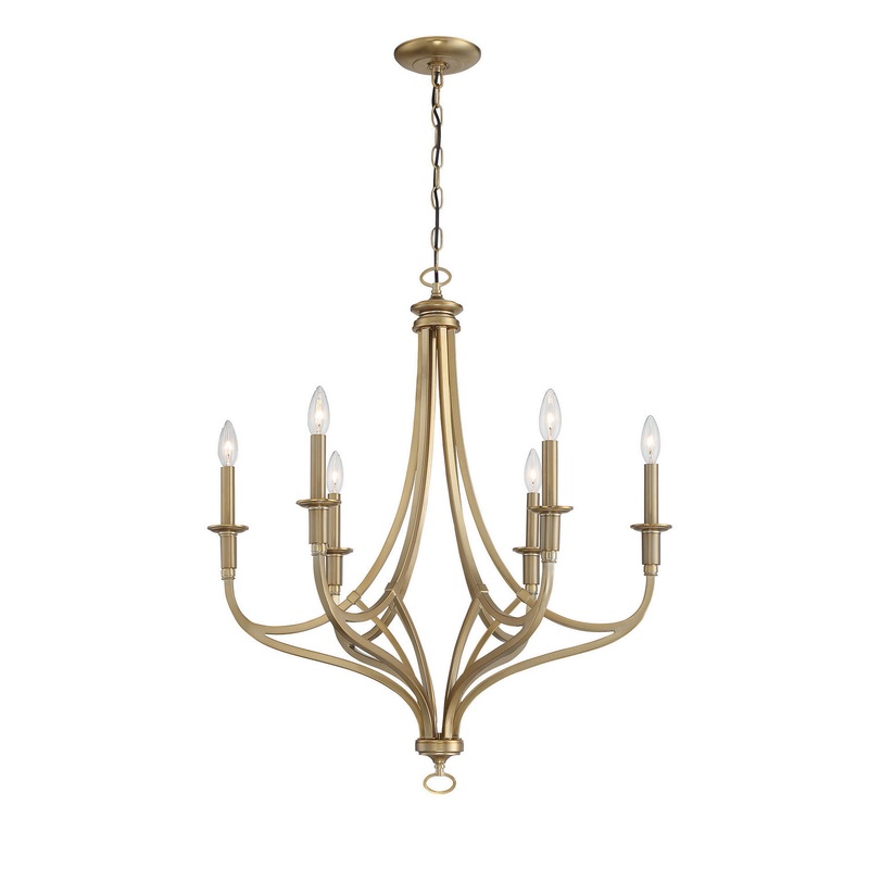 Minka-Lavery 1096-740 Covent Park Six Light Chandelier, Brushed Honey Gold