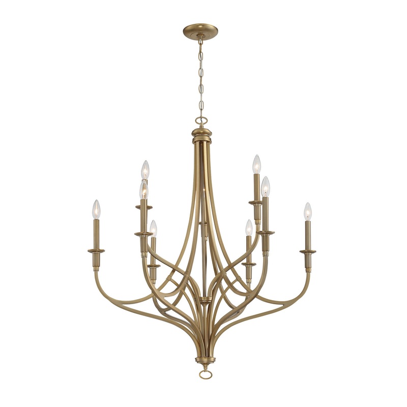 Minka-Lavery 1099-740 Covent Park Nine Light Chandelier, Brushed Honey Gold