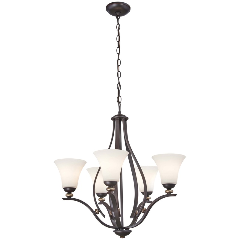 Minka-Lavery 3285-589 Shadowglen Five Light Chandelier, Lathan Bronze With Gold Highlights