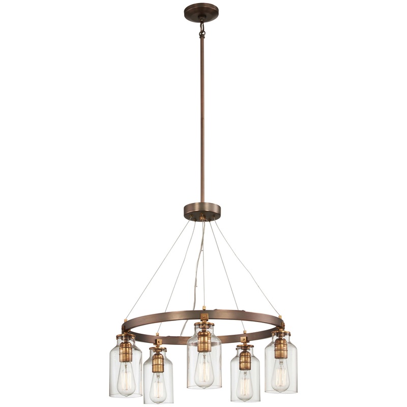 Minka-Lavery 4555-588 Morrow Five Light Chandelier, Harvard Court Bronze W/Gold Hi