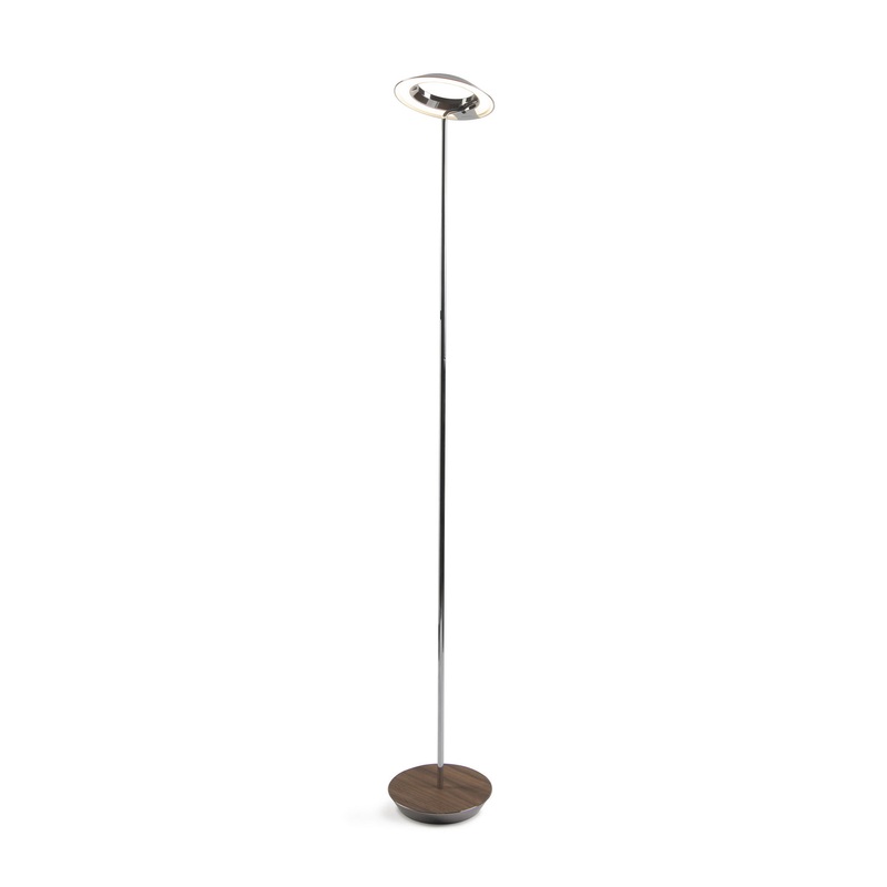 Koncept RYO-SW-CRM-OWT-FLR Royyo LED Floor Lamp, Chrome Body, Oiled Walnut