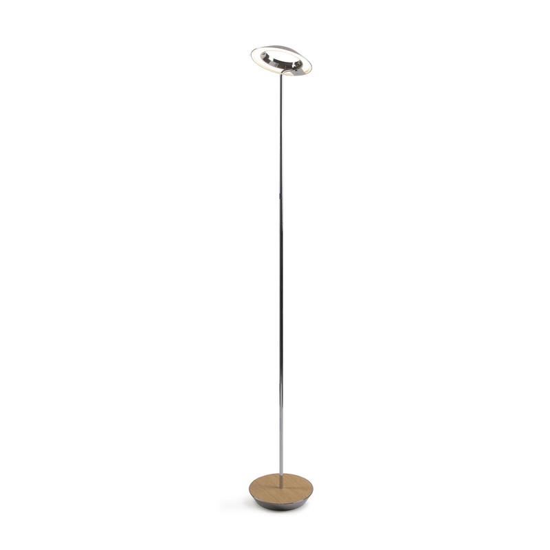 Koncept RYO-SW-CRM-WOK-FLR Royyo LED Floor Lamp, Chrome Body, White Oak