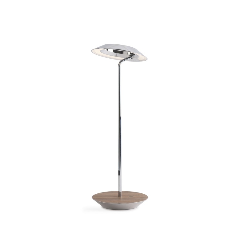 Koncept RYO-SW-CRM-OWT-DSK Royyo LED Desk Lamp, Chrome Body, Oiled Walnut