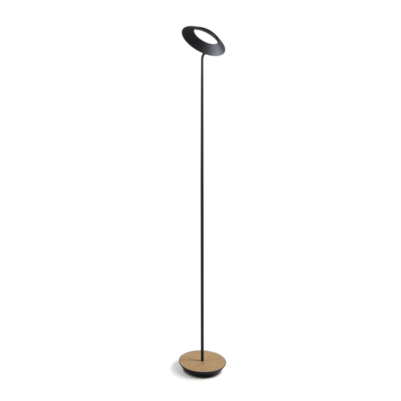 Koncept RYO-SW-MTB-WOK-FLR Royyo LED Floor Lamp, Matte Black Body, White Oak