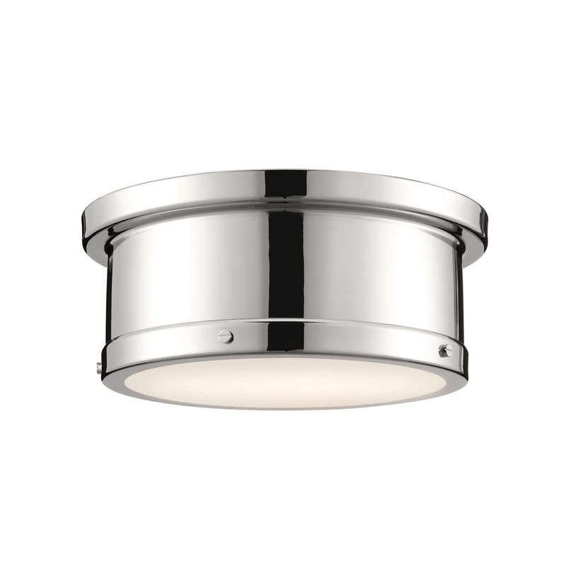 Kichler 52540PN Serca Two Light Flush Mount, Polished Nickel