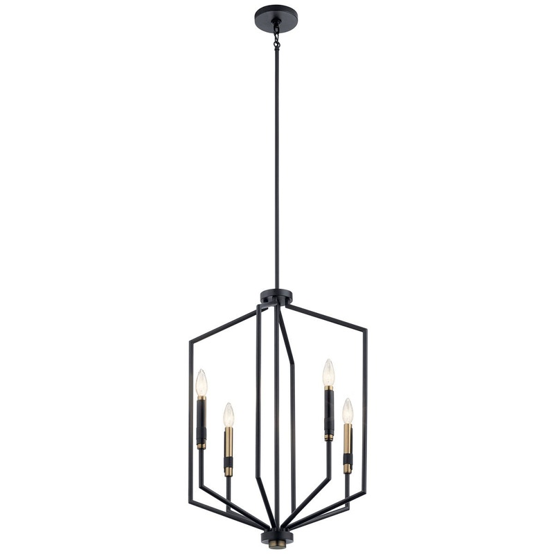 Kichler 52351BK Armand Four Light Foyer Pendant, Black