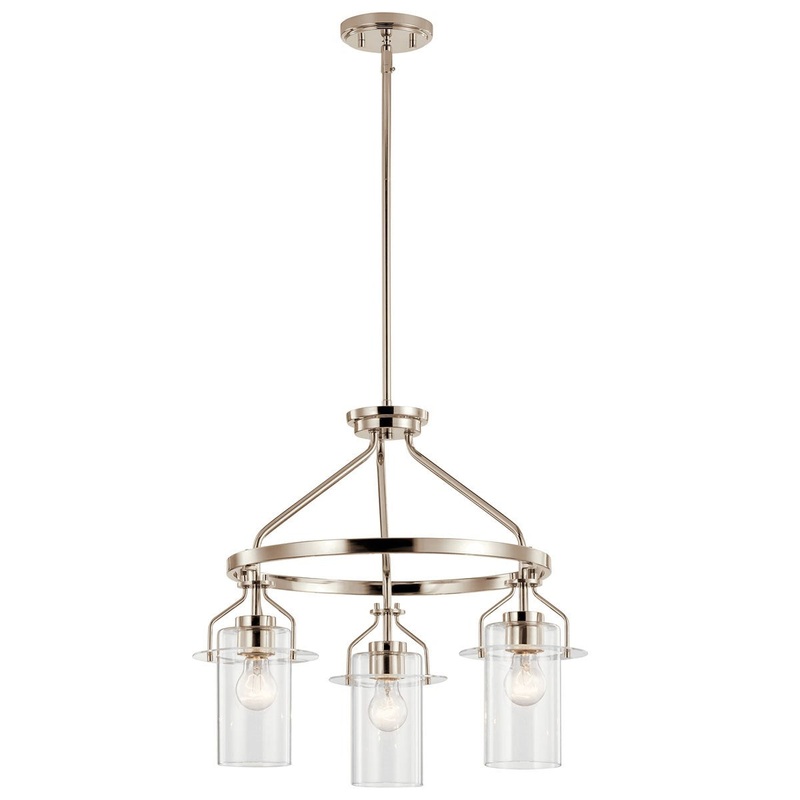 Kichler 52377PN Everett Three Light Pendant, Polished Nickel