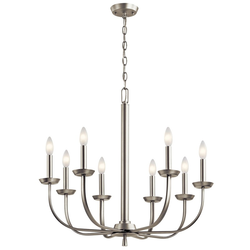 Kichler 52388NI Kennewick Eight Light Chandelier, Brushed Nickel