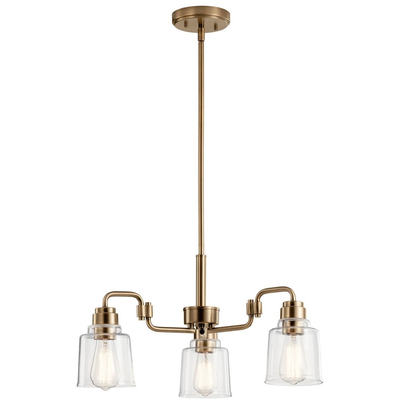 Kichler 52397WBR Aivian Three Light Chandelier, Weathered Brass