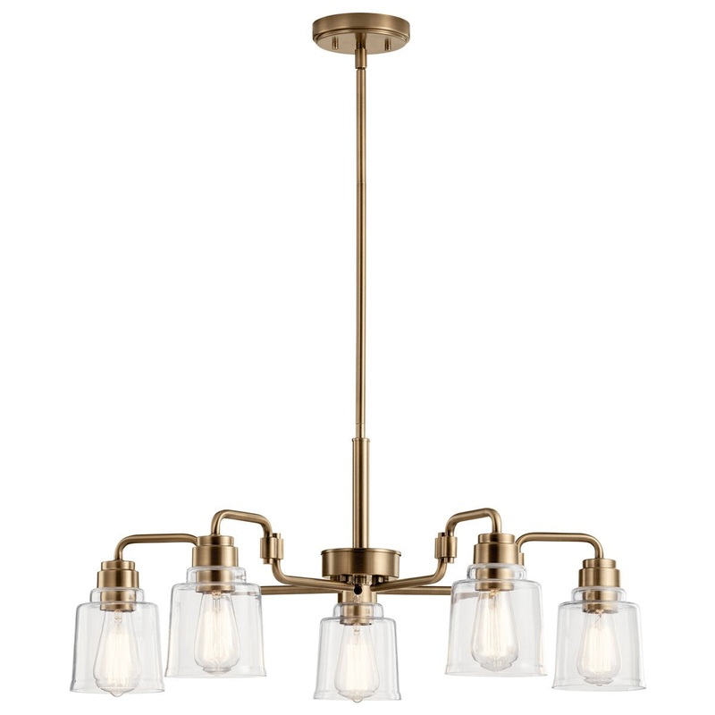 Kichler 52398WBR Aivian Five Light Chandelier, Weathered Brass