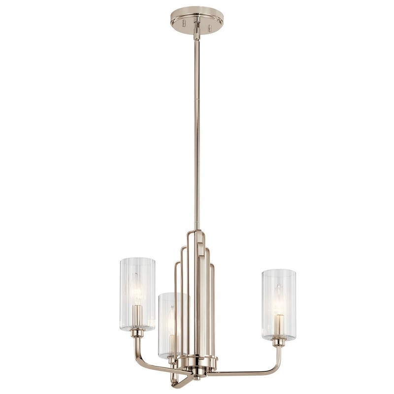 Kichler 52410PN Kimrose Three Light Chandelier, Polished Nickel