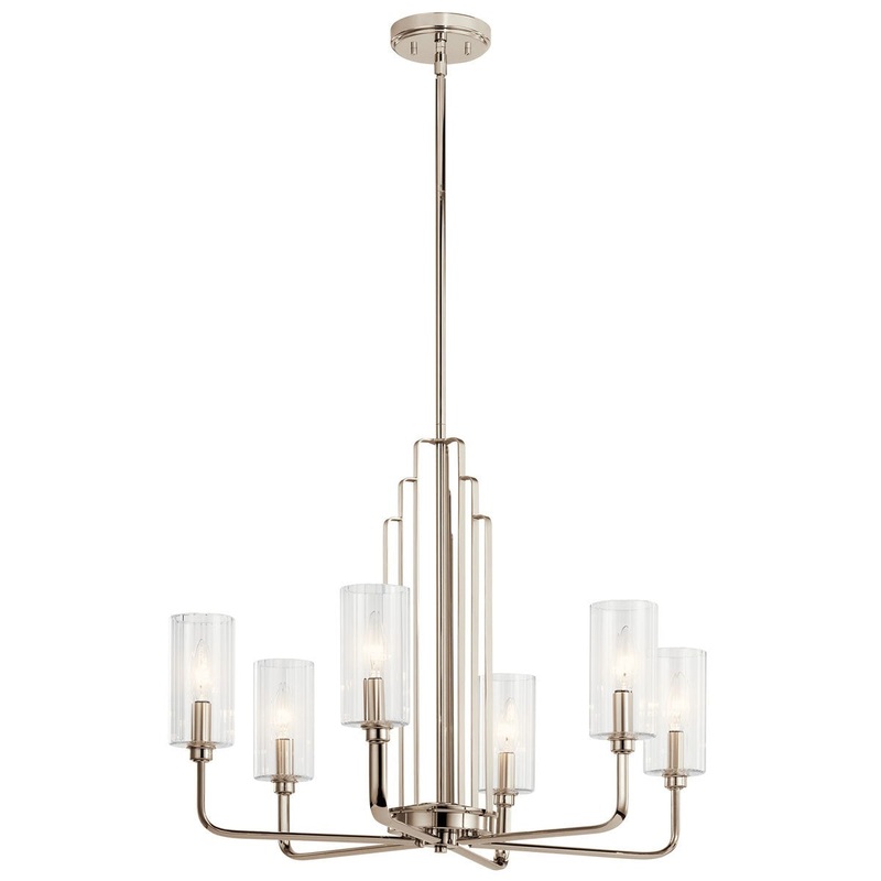 Kichler 52411PN Kimrose Six Light Chandelier, Polished Nickel