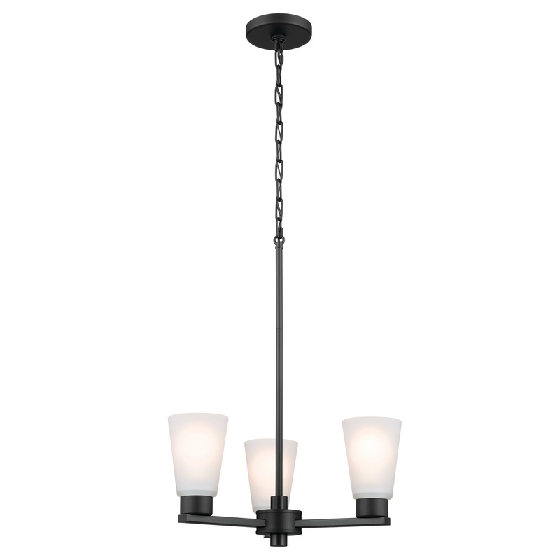 Kichler 52435BK Stamos Three Light Chandelier, Black