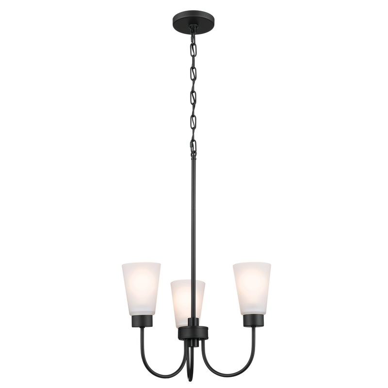 Kichler 52442BK Erma Three Light Chandelier, Black