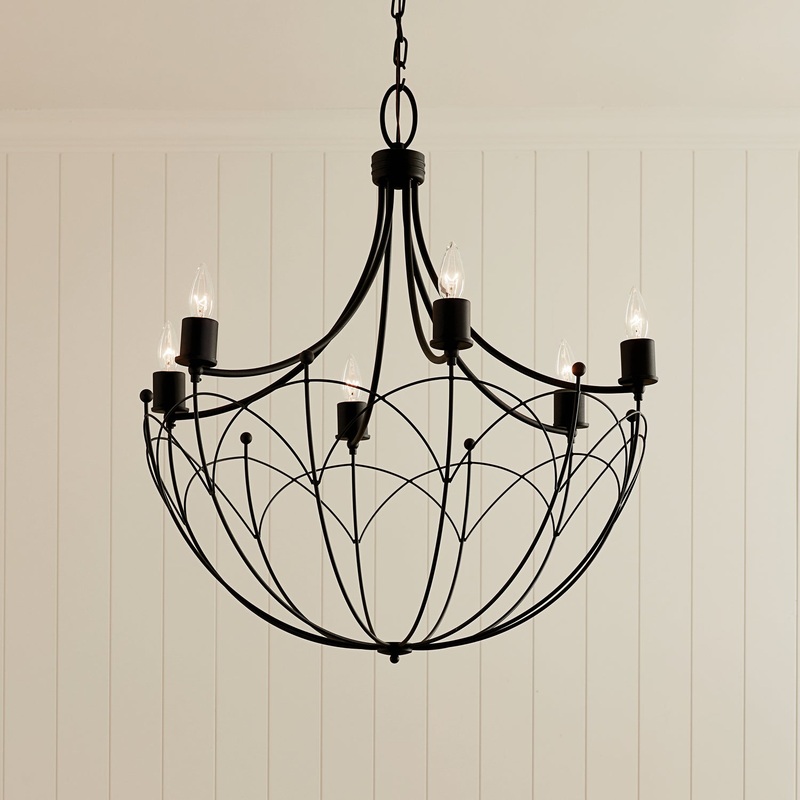 Kichler 52462BKT Topiary Six Light Chandelier, Textured Black