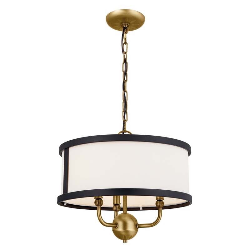 Kichler 52465NBR Heddle Three Light Chandelier/Semi Flush, Natural Brass