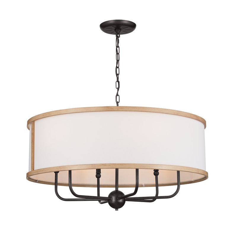 Kichler 52466AVI Heddle Six Light Chandelier, Anvil Iron