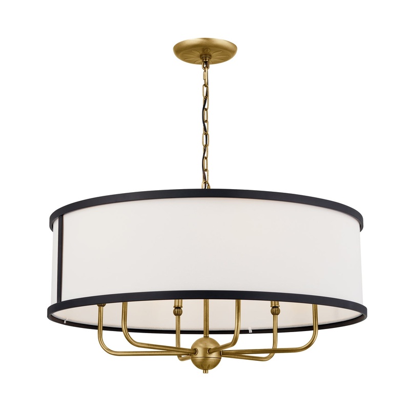 Kichler 52466NBR Heddle Six Light Chandelier, Natural Brass