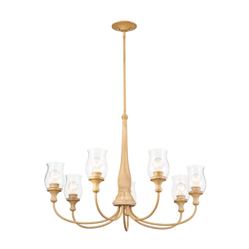 Kichler 52469WMP Melis Seven Light Chandelier, Warm Maple Wood