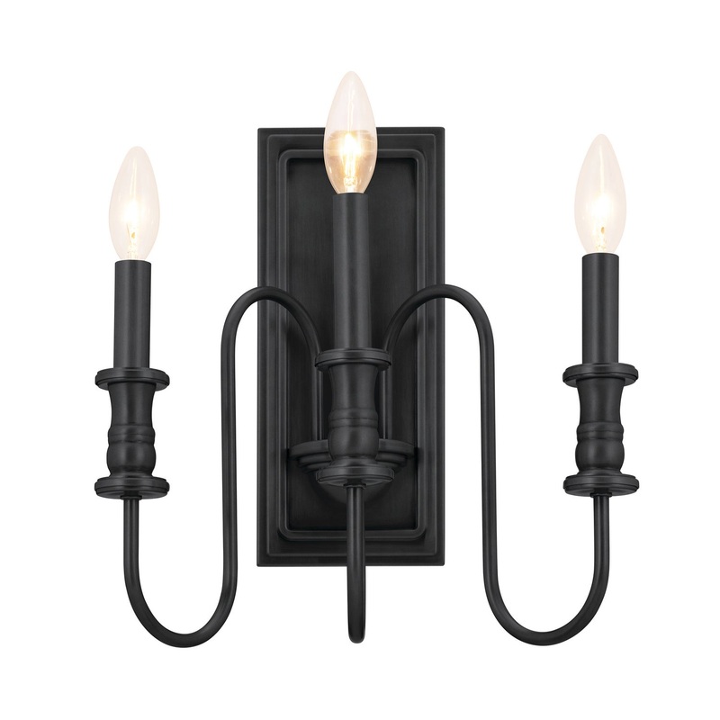 Kichler 52473BK Karthe Three Light Wall Sconce, Black