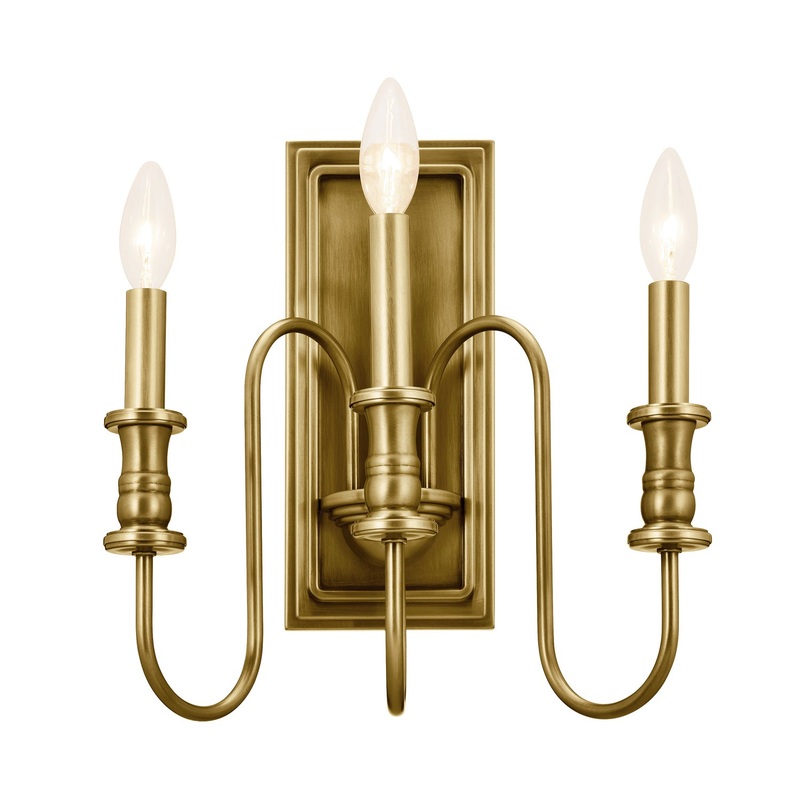 Kichler 52473NBR Karthe Three Light Wall Sconce, Natural Brass