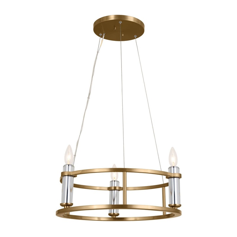 Kichler 52493BNB Rosalind Three Light Mini Chandelier, Brushed Natural Brass
