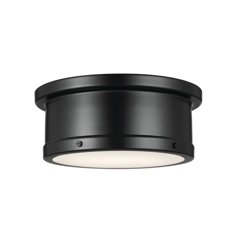 Kichler 52540BK Serca Two Light Flush Mount, Black