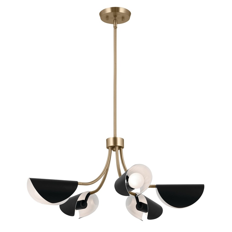 Kichler 52558CPZBK Arcus Five Light Chandelier/Semi Flush, Champagne Bronze