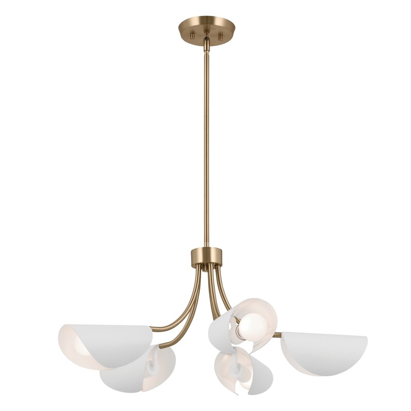 Kichler 52558CPZWH Arcus Five Light Chandelier/Semi Flush, Champagne Bronze