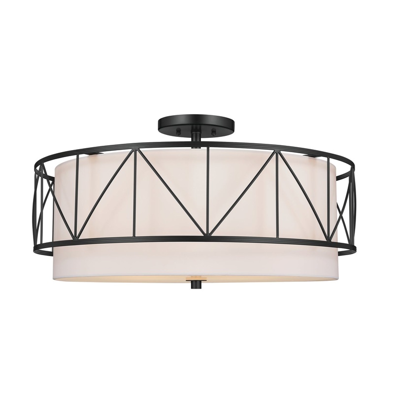 Kichler 52076BK Birkleigh Four Light Semi Flush Mount, Black