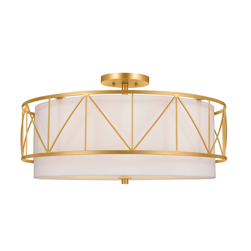 Kichler 52076CLG Birkleigh Four Light Semi Flush Mount, Classic Gold