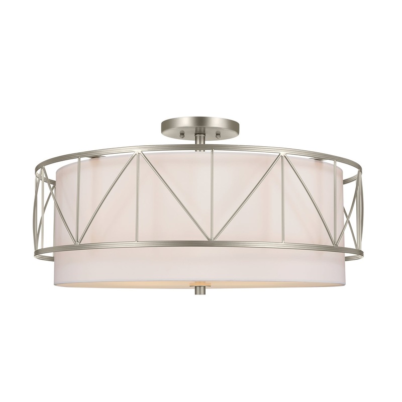 Kichler 52076SN Birkleigh Four Light Semi Flush Mount, Satin Nickel