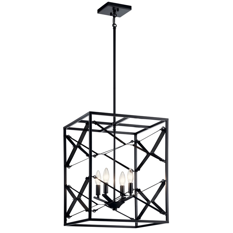 Kichler 52141BK Sevan Four Light Foyer Pendant, Black (Discontinued)