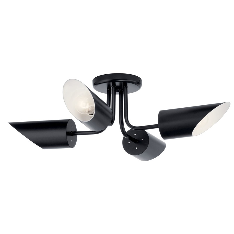 Kichler 52164BK Trentino Four Light Semi Flush Mount, Black