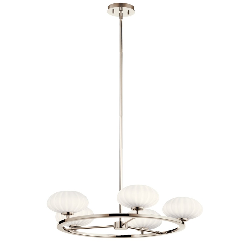 Kichler 52223PN Pim Six Light Chandelier, Polished Nickel