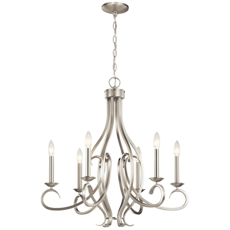 Kichler 52240NI Ania Six Light Chandelier, Brushed Nickel (Discontinued)