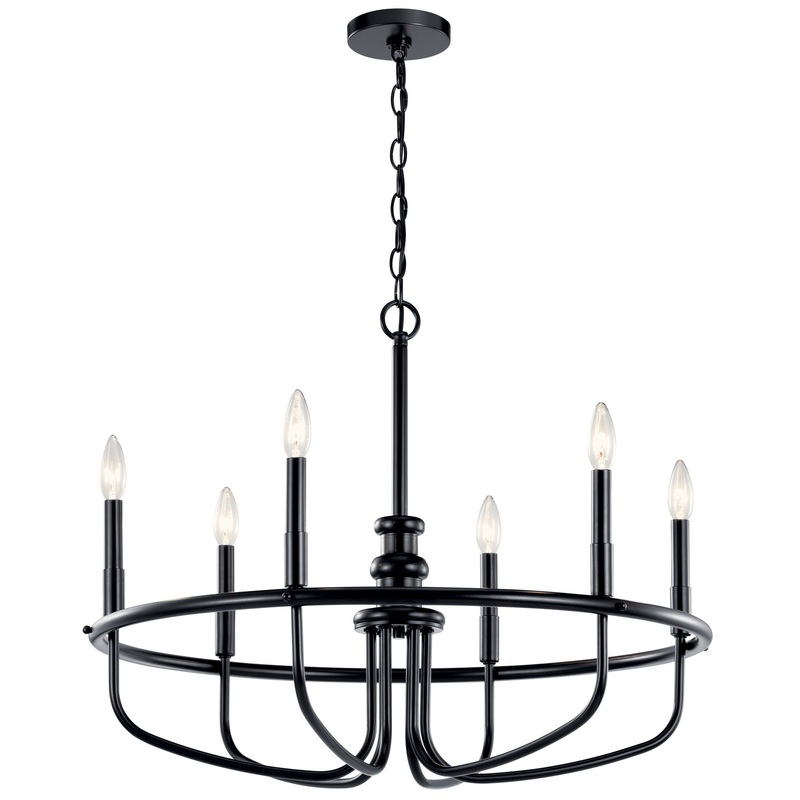 Kichler 52304BK Capitol Hill Six Light Chandelier, Black