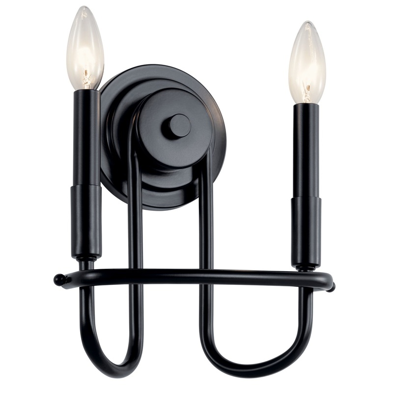 Kichler 52308BK Capitol Hill Two Light Wall Sconce, Black
