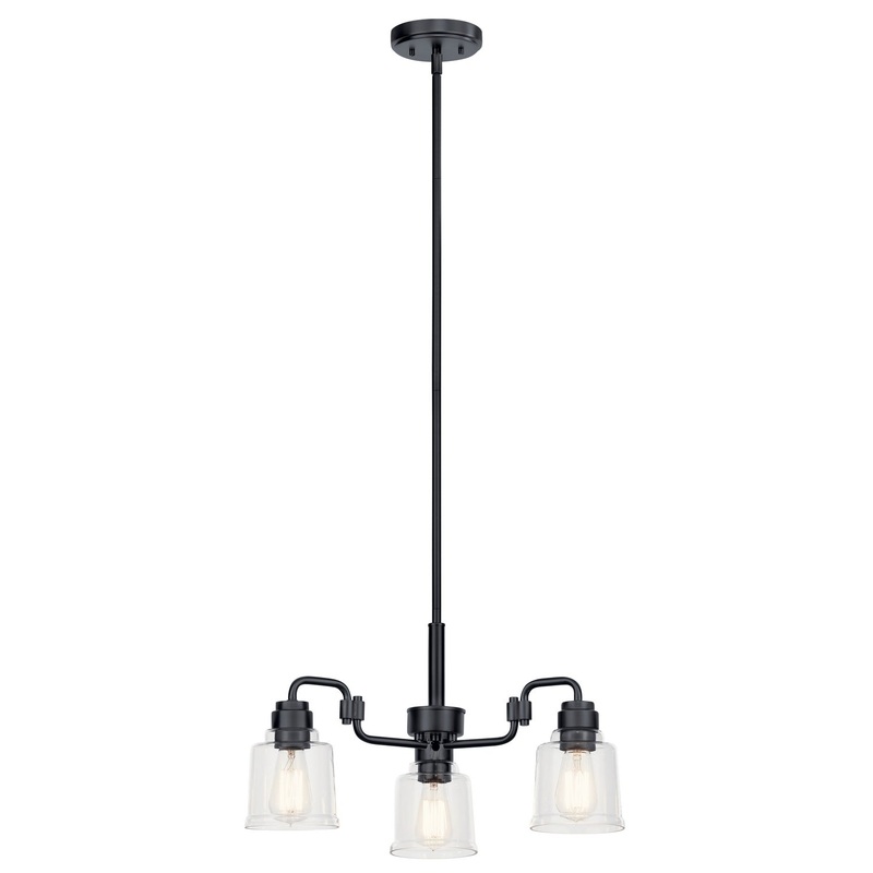 Kichler 52397BK Aivian Three Light Chandelier, Black