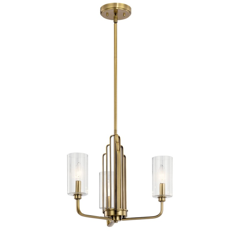 Kichler 52410BNB Kimrose Three Light Chandelier, Brushed Natural Brass