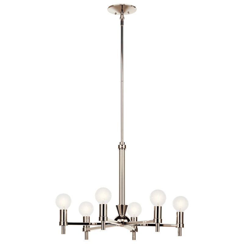 Kichler 52424PN Torvee Six Light Chandelier, Nickel Textured