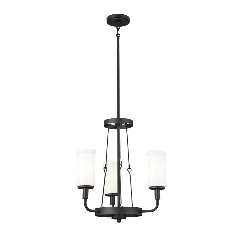 Kichler 52450BKT Vetivene Three Light Mini Chandelier, Textured Black