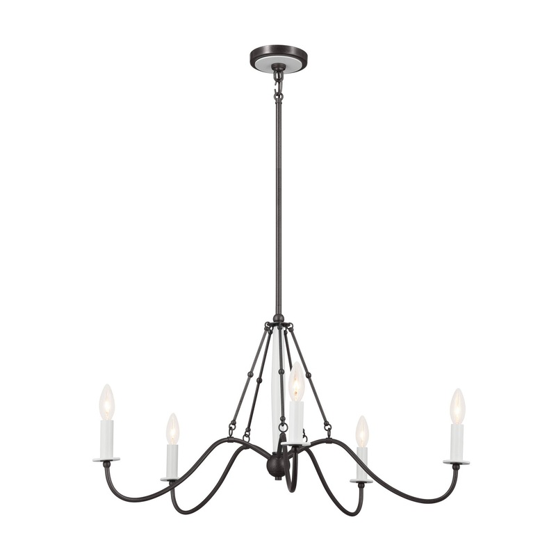 Kichler 52455AVI Freesia Five Light Chandelier, Anvil Iron